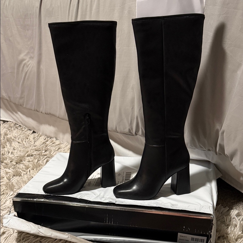 Madden girl Wesley Black Heeled Knee-High Boots
